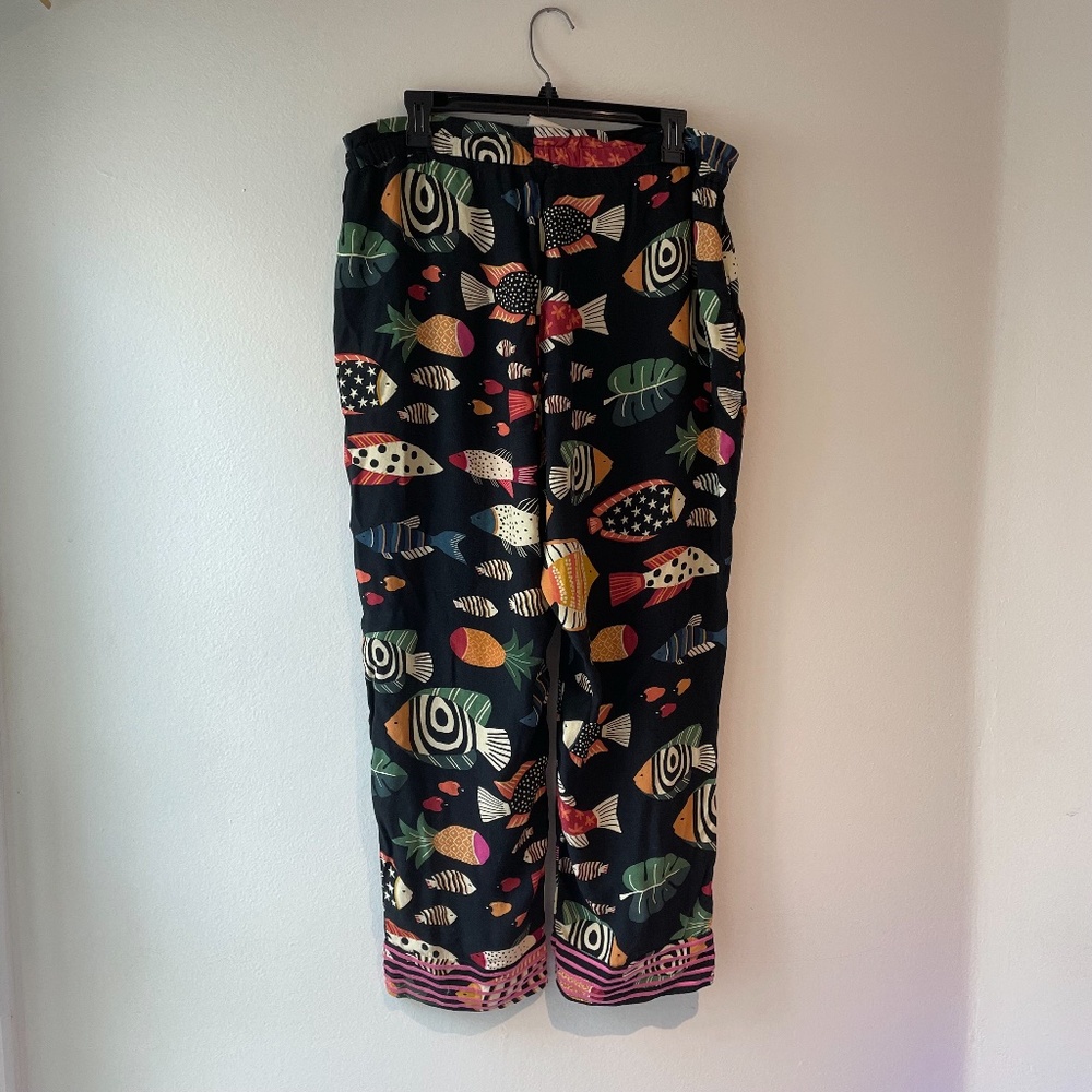 Farm Rio Anthropologie Sealife Fish Print Colorful Joggers Pants